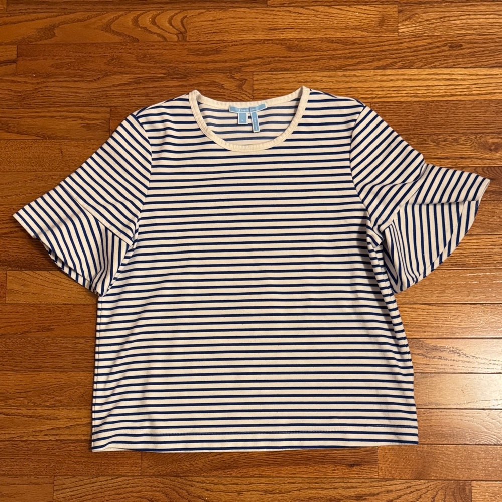 Draper James Navy and White Striped Top